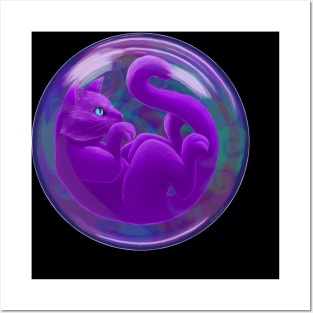 Purple Cat in a Bubble Posters and Art